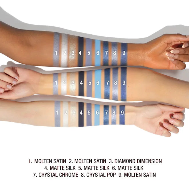 Charlotte Tilbury blue palette Limited-edition blue eyeshadow palette with 9 nostalgic denim shades.