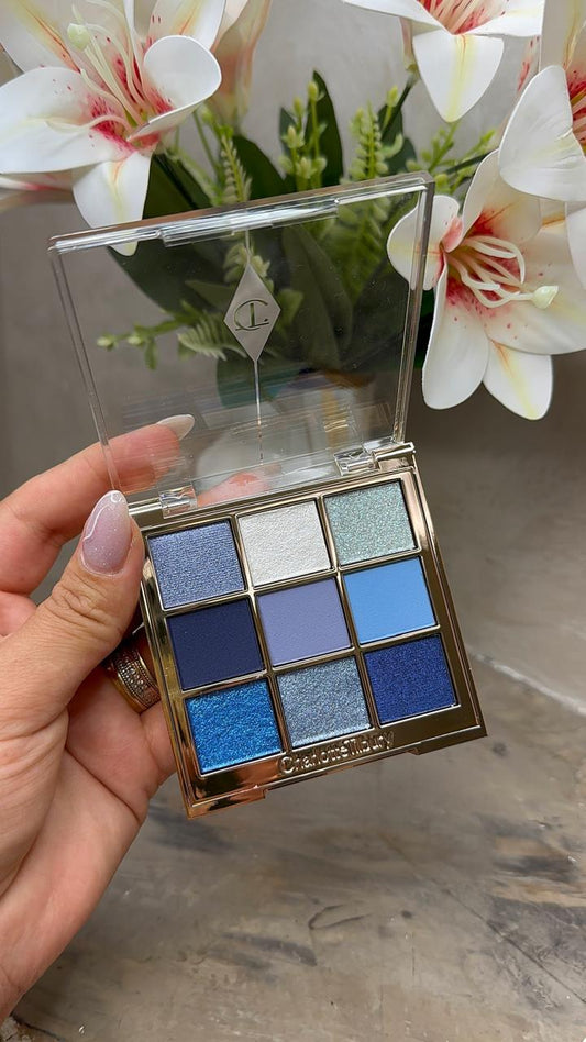 Charlotte Tilbury blue palette Limited-edition blue eyeshadow palette with 9 nostalgic denim shades.