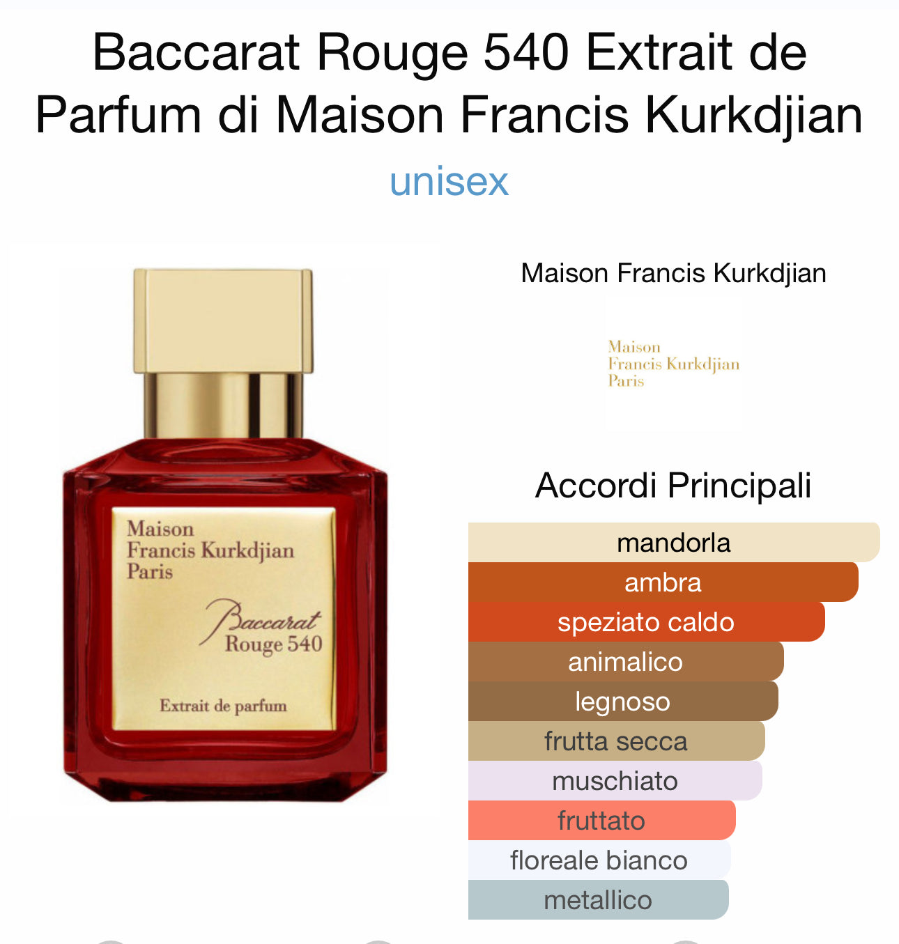 Baccarat Rouge 540 Extrait de Parfum di Maison Francis Kurkdjian 10ml