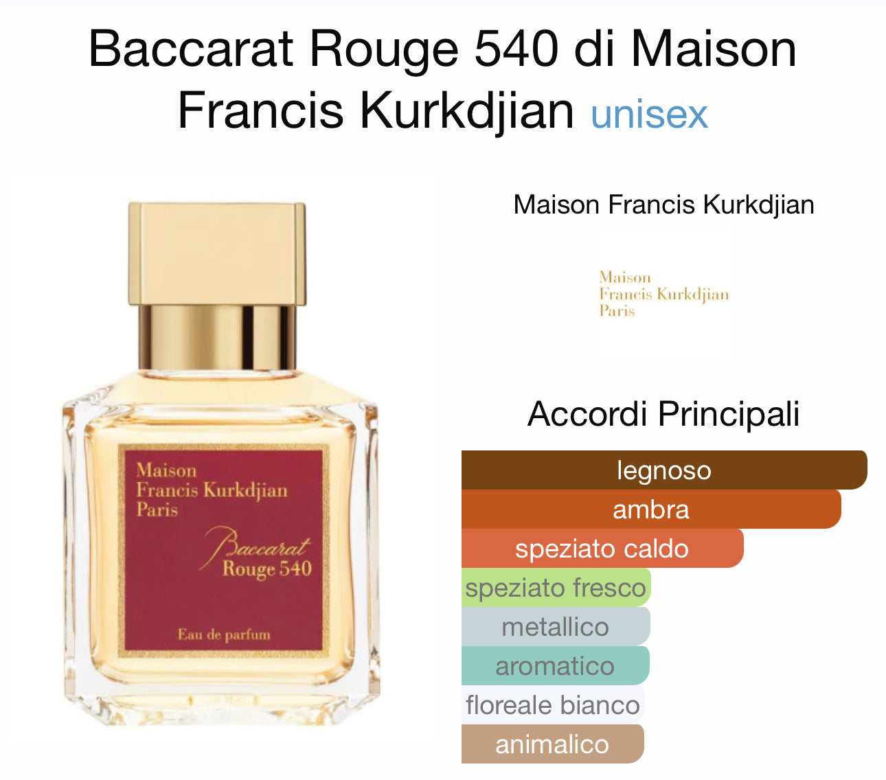 Baccarat Rouge 540 di Maison Francis Kurkdjian 10ml